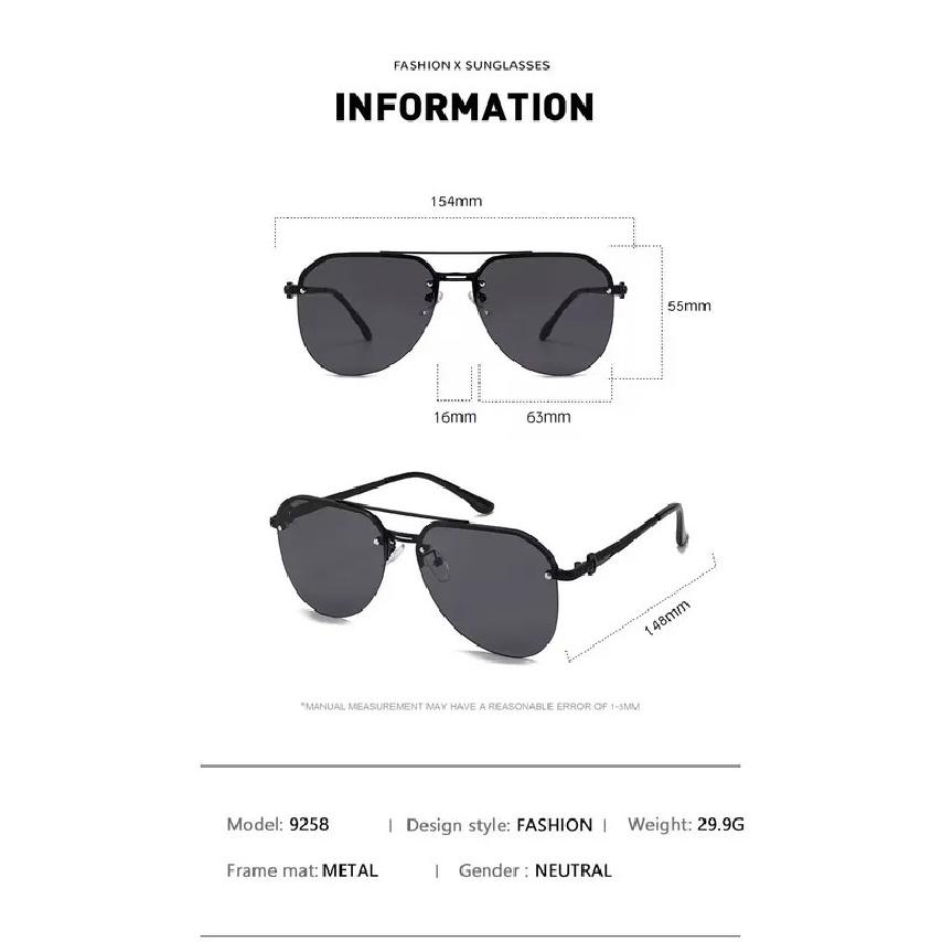 New Fashion Metal Half Frame Women's Outdoor Sunglasses Classic Double Beam Glasses