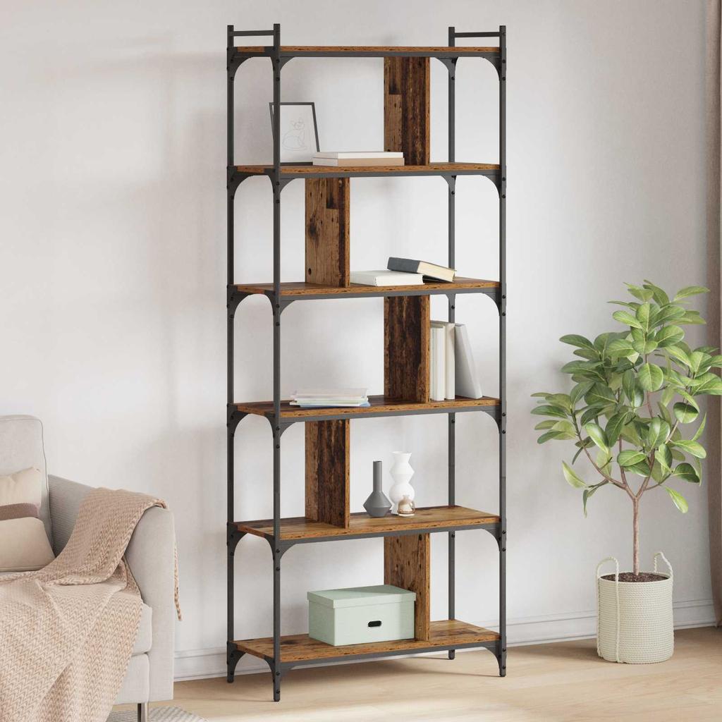 Vintage Wood Bookshelf 76 x 32 x 192 cm Engineered Wood