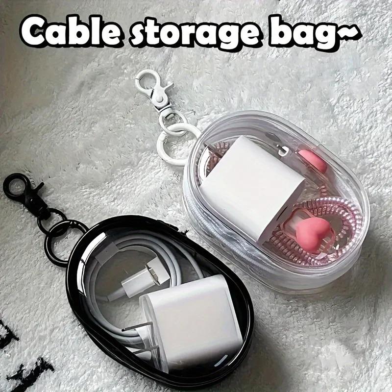 Portable Mini Transparent Zipper Earphones Data Cable Storage Bag Waterproof PVC Material Outdoor Travel Multi-functional Space-Saving
