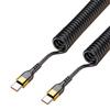 Laptop Spring Loaded USB C Cable 100cm 120W Rapid Charging Double Type C End High Durability Anti Twist Design Universal
