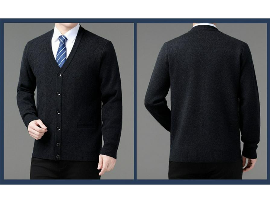 Brandneuer Herren Winter Kaschmir Cardigan: Mid-Age Dad Stil, Dicker Business Wollpullovermantel