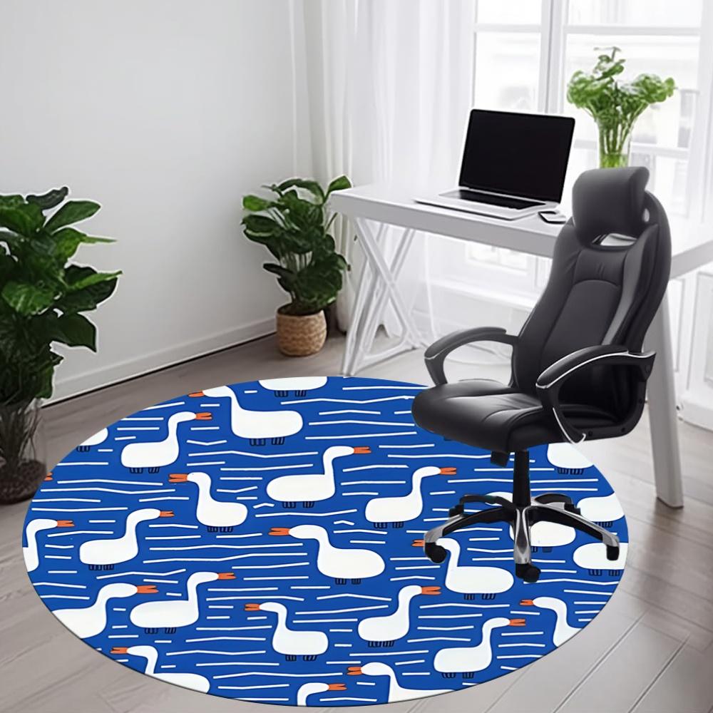 1pz Tappeto Rotondo da Ufficio con Fantasia di Oche, Tappetino Adatto per Ufficio, Sotto Sedie da Ufficio, Camera da Letto, Soggiorno, Decorazione per la Casa, Decorazione Stanza