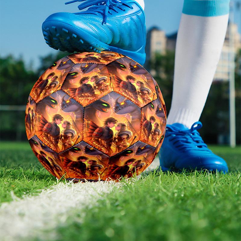 How to Train Your Dragon Print Size 5 Soccer Ball, PU Wear Resistant Football for Match Training and Daily Practice, Birthday Gift for Soccer Fans
