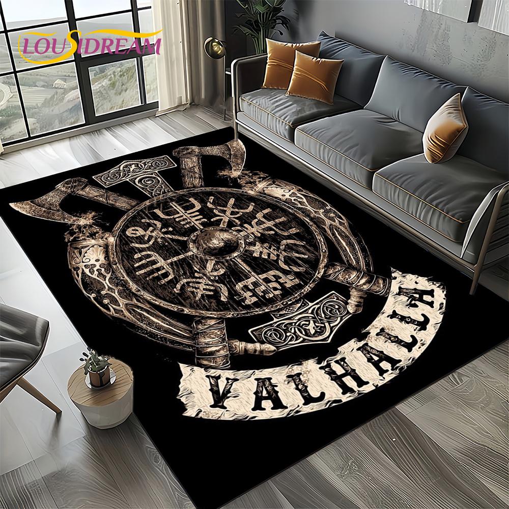 Odin Simbolo Vichingo Valknut Nordico Valhalla Tappeto Tappetino per Soggiorno Camera da Letto Casa Decorazione Divano, Tappeto da Area Tappetino Antiscivolo per Pavimento