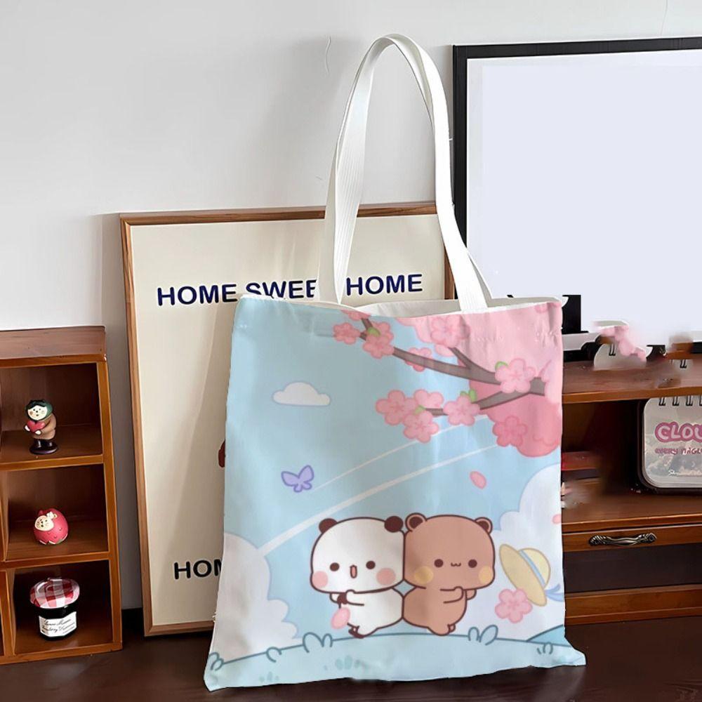 Cute Tote Bag Bubu Dudu Panda Bear Canvas Bag Couple Tote Niche Cartoon Japanese Style One-shoulder Handbag Gifts