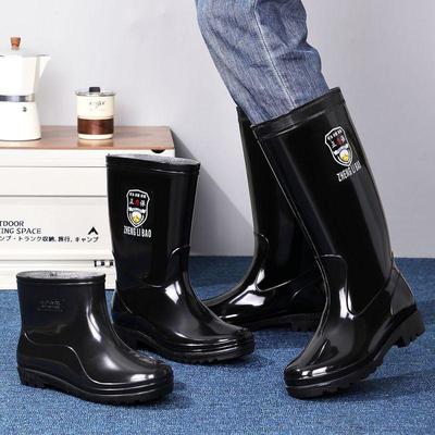Thick-soled Wear-resistant Solid Color Men's Lightweight High-top Men's Warm High-top Waterproof Mid-high Non-slip Rain Boots Thick Model