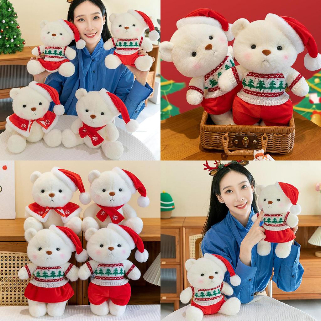 Adorable Christmas Bear Plush Toy Gift Soft Teddy Bear Doll Perfect For Children Sleepovers