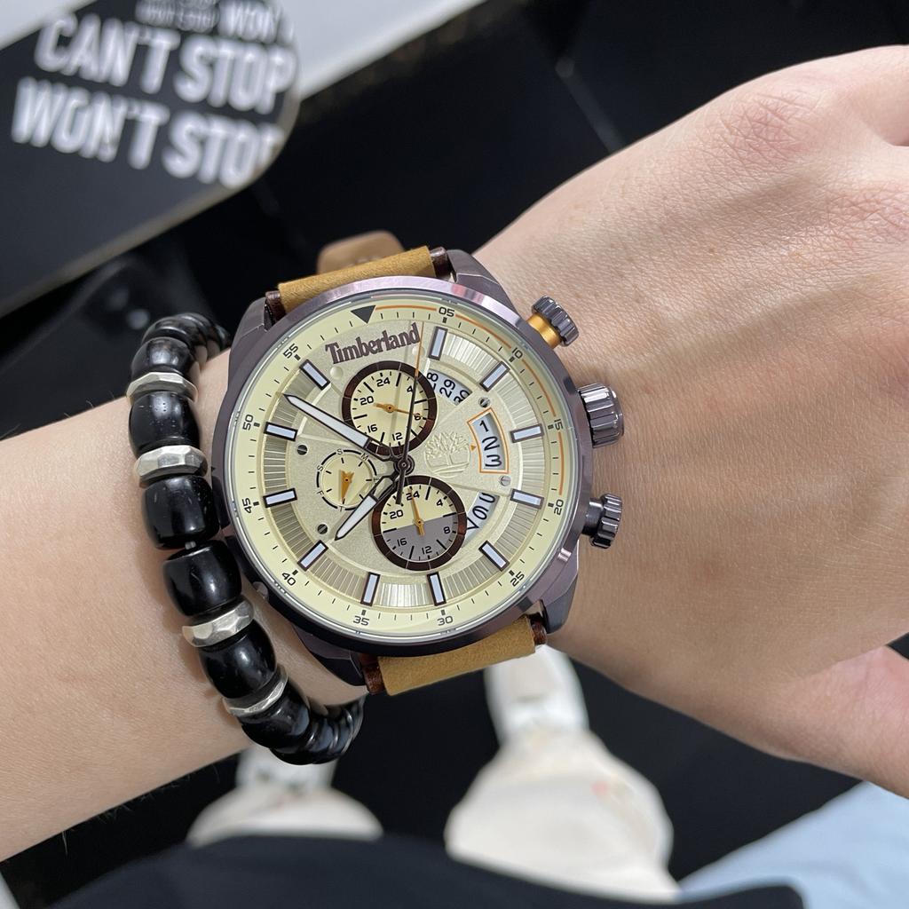 Timberland Callahan Series Watch Quartz Movement Beige Dial Chronograph Outdoor Sports American Vintage Men watches TDWGF2102604
