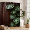 Tenda Doccia Recinzione Naturale 180x180cm – Steli e Foglie Verdi Rustici su Beige, Arredo Bagno Minimalista Zen, 12 Ganci