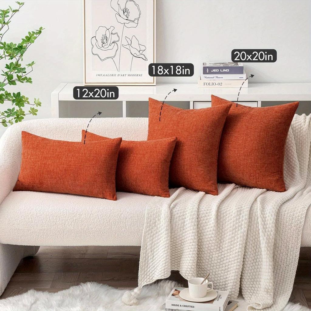 Orange Geometric Pattern Cushion Covers Polyester Pillowcase for Sofa, Bedroom, Living Room 45x45CM Christmas Decorative Pillows