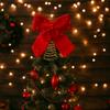 Luxurious Christmas Tree Topper Decorative Flocked Christmas Bow  New Year Celebration