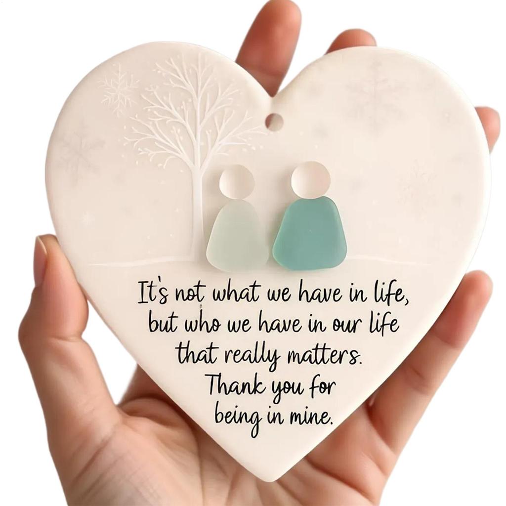 Friendship Heart Keepsake Decor Pendant Heart shaped sea glass friendship decoration for Beach Patio Home Garden Lawn Room