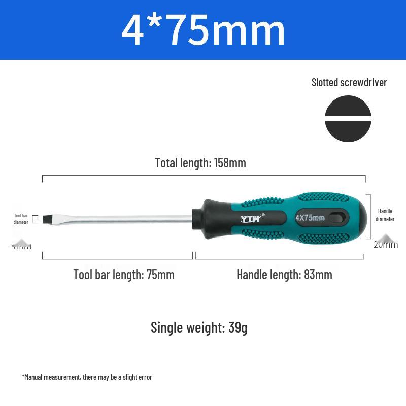 Heavy-Duty Screwdriver Set: Phillips & Flathead, Dual-Use Specialty Tool with Two-Color Handle