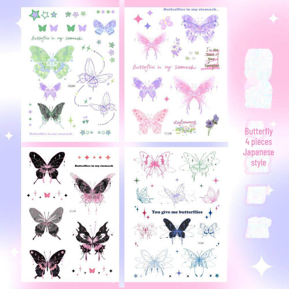 Waterproof Realistic Butterfly Tattoo Sticker – Small, Fresh, Aesthetic Cartoon Style, Long-Lasting, Personalized Colors
