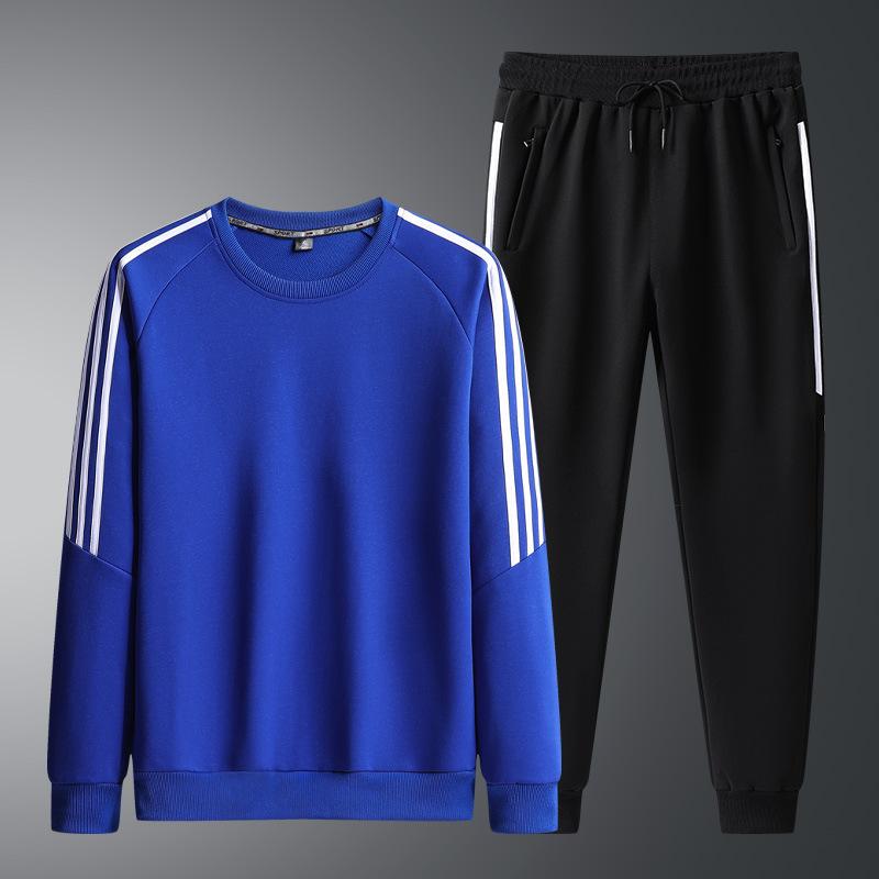Set Men's Round Head Middle Aged Youth Sports Loose Fit Two Piece Casual Hoodie Sweatpants