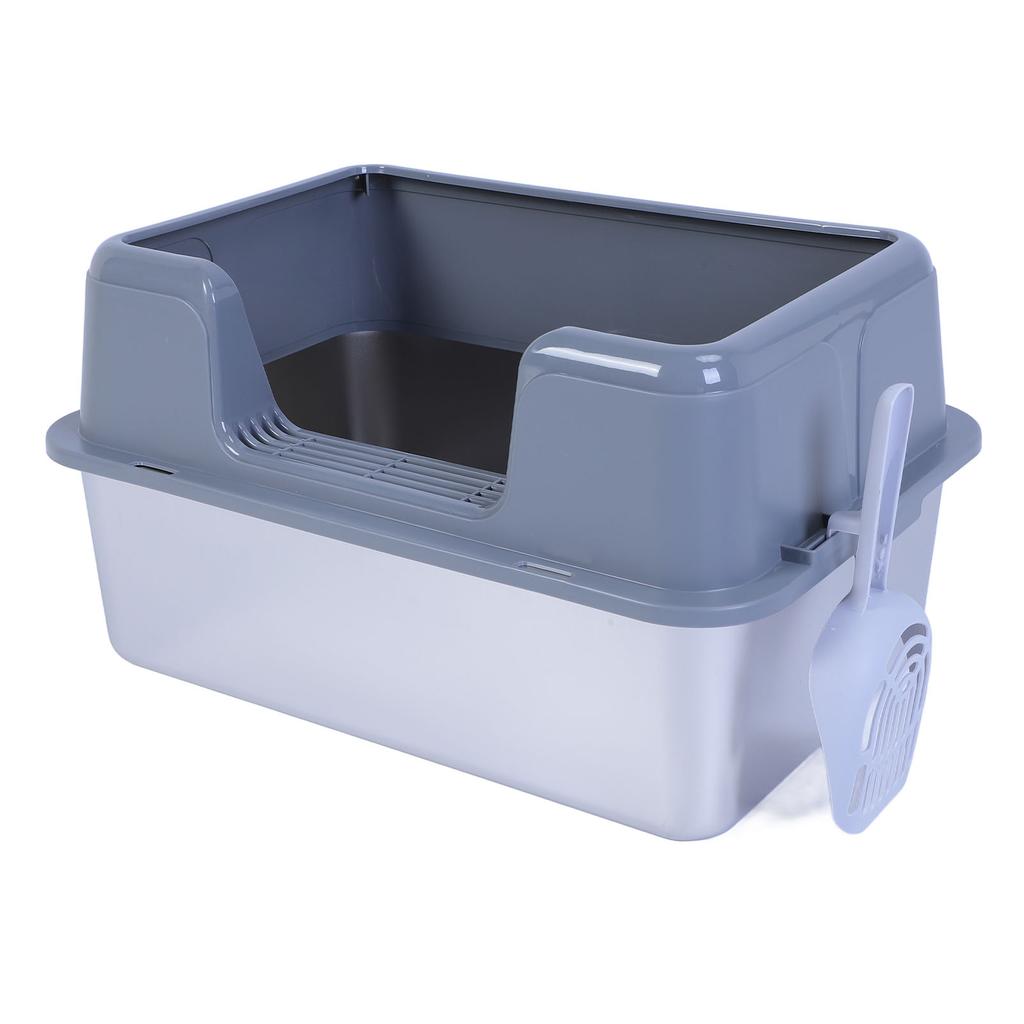Metal Litter Box Stainless Steel 20L Easy To Clean Anti Splashing High Sided Large Kitty Litter