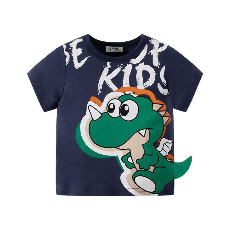 Three-Dimensional Big Dinosaur T-shirt Cartoon Children's Short-Sleeved T-shirt