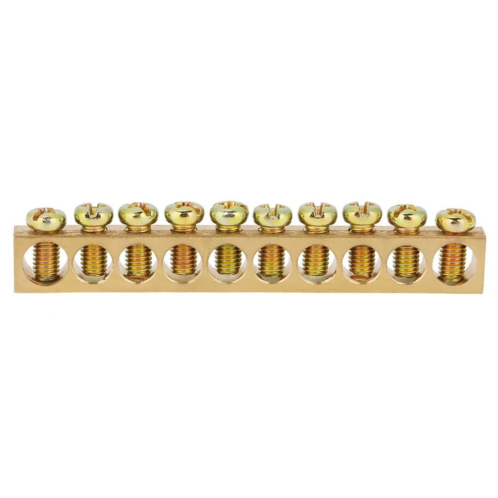 10pcs 10Hole Electrical Distribution Wire Screw Terminal Brass Ground Neutral Bar