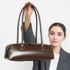 Women's 2026 New Korean Niche Design Single Shoulder Large Capacity Cowhide Underarm Bag Long Red Baguette Bag Women