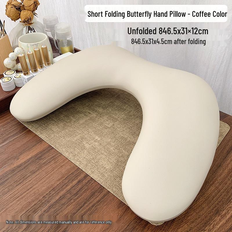 Russian-Style Foldable U-Shaped Leather Manicure Hand Rest with Butterfly Design