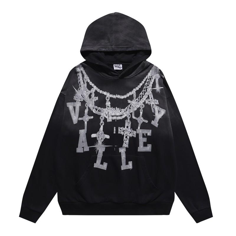 Premium Vintage Washed Cotton Hoodie Men Women Loose Fit Streetwear With Embroidered Letter Print Dual Pockets
