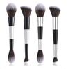 Dual-Ended Foundation & Blush Brush for Contour and Nose Shadow - Soft Hair, Black and White Design