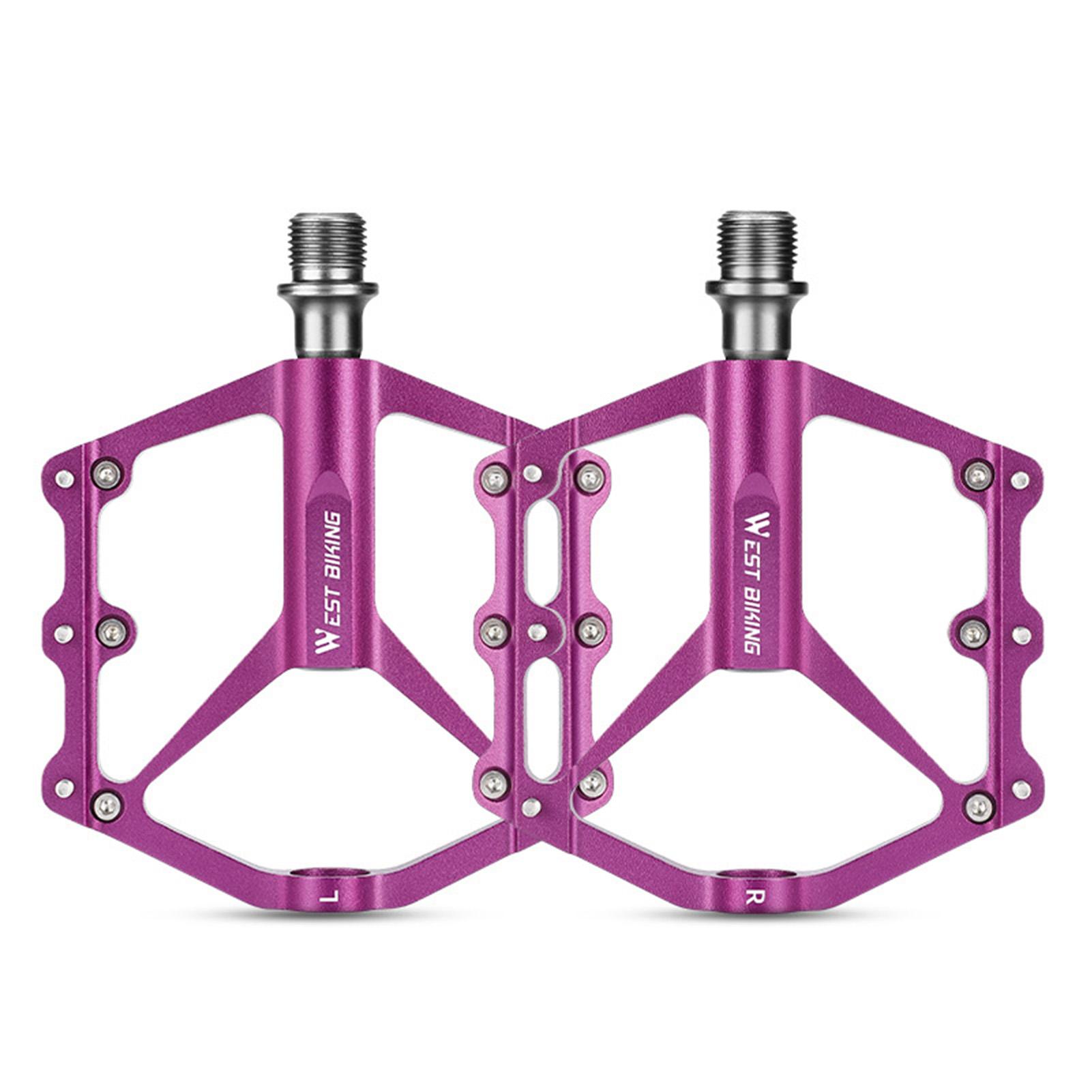 

Педалі для гірських велосипедів Алюмінієві велосипедні педалі з трьома підшипниками Педалі для шосейних велосипедів Порожнисті протиковзаючі педалі фіолетовий