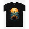 1pc T-Shirt = Trendy Loose Design Anime Print Pure Retro Round Neck Men'S Short Sleeved T-Shirt 220G