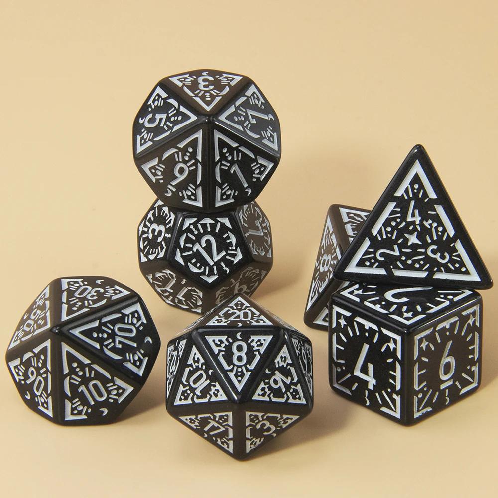 DND Polyhedral Dice Set 7pcs D4-D20, Amazing Engraved Games Dices for Souvenirst Entertainment RPG Board Game
