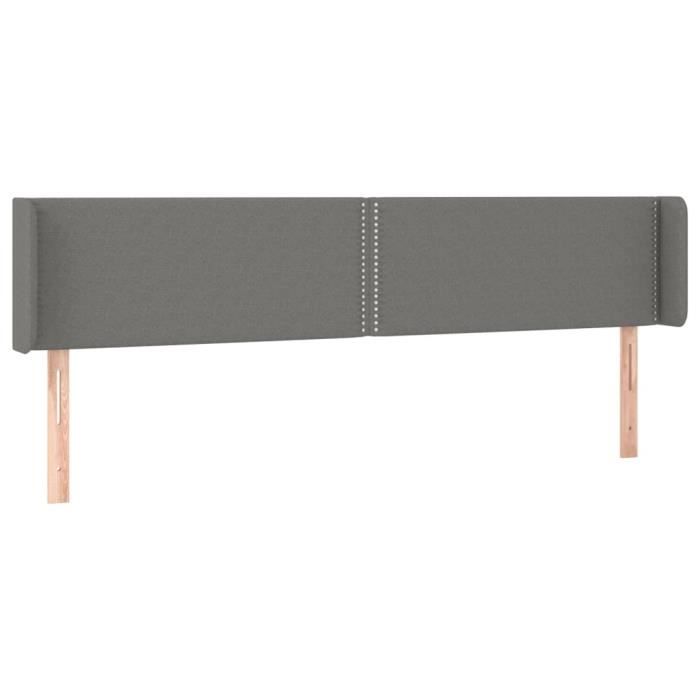 VidaXL Tête de lit avec oreilles Gris foncé 163x16x78-88 cm Tissu3118635