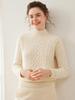 2025 Autumn/Winter Women's Thickened Cable Knit Cashmere Sweater - Half-High Collar, Loose, Slimming, Heavy-Duty Three-Strand Design