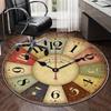Vintage Cafe Clock Design round carpet Chair cushion Round Entryway Rug, Soft Round Rugs for Living Room, Bedroom, Circle Carpet decor gifts