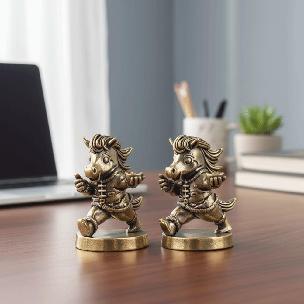 Cartoon Paard Beeld Traditioneel Pony Ornament Grappige Messing Paarden Beeldjes Nieuwjaars Decoratie