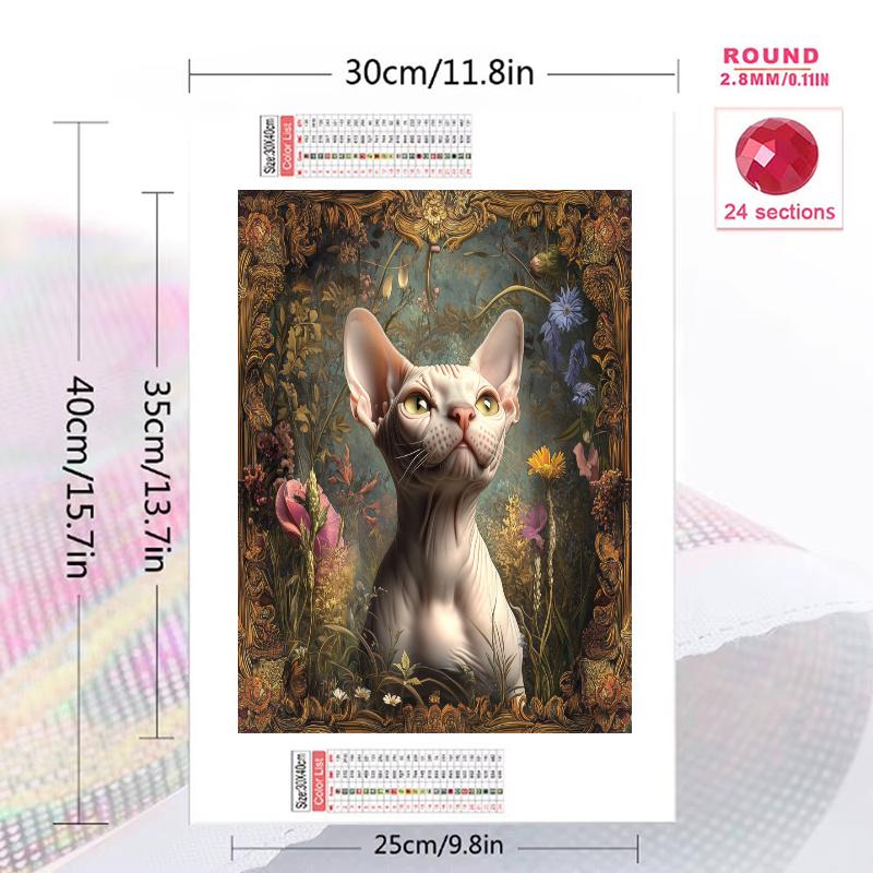 Sphynx cat oil painting Pattern 3pcs 100% Round Full Drill 5D DIY Diamond Painting Embroidery Cross Stitch Rhinestone Décor
