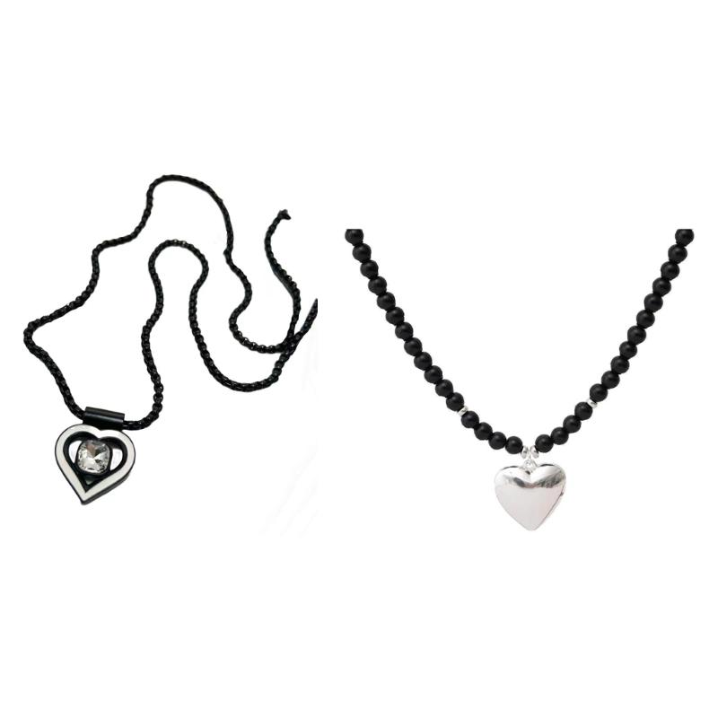 Sweet Heart Pendant Necklace Female Temperament Collarbone Chain Korean Student Adjustable Chain Y2k Aesthetic Jewelry