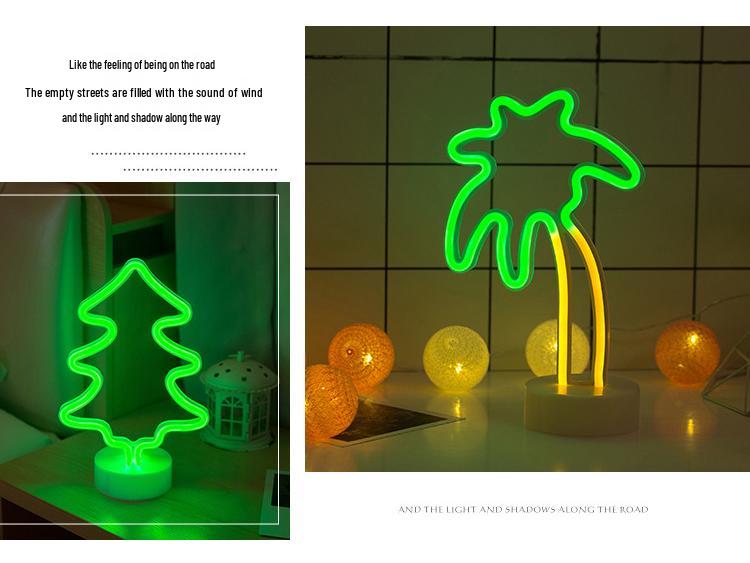 Lumière LED Néon Cactus & Flamant Rose pour Décorations de Fêtes