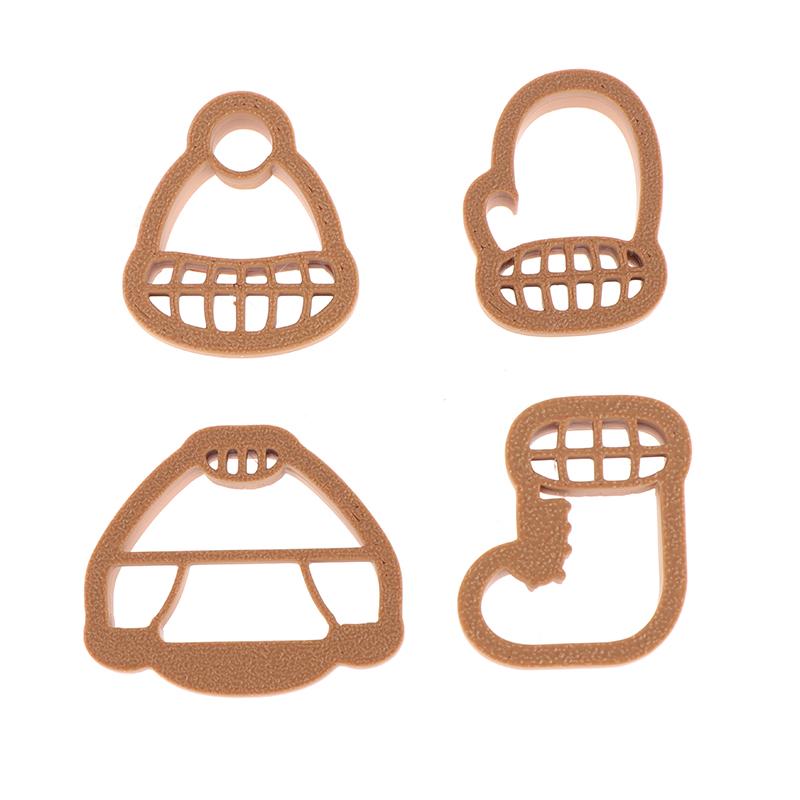 4 Stück Weihnachten Winterhandschuhe Pullover Mütze Socken Polymer Clay Ausstecher Modellausstecher Weihnachts-Thema Anhänger DIY Ohrringe Schmuckzubehör