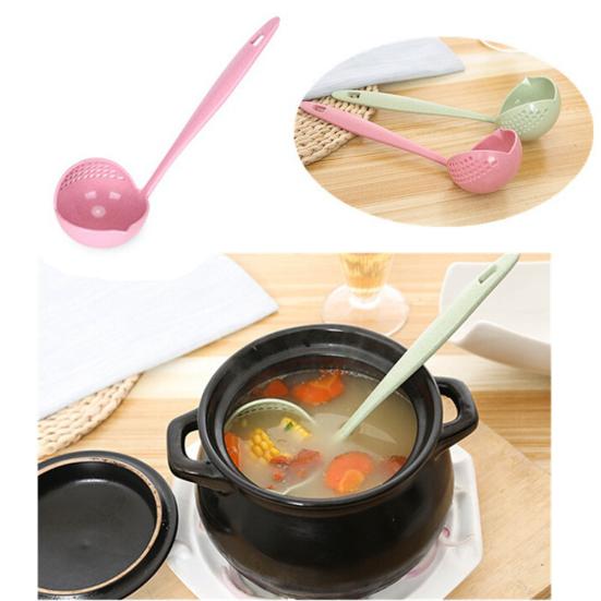 2 In 1 Filter Colander Hot Pot Porridge Soup Long Handle Big Spoon Kitchen Tool
