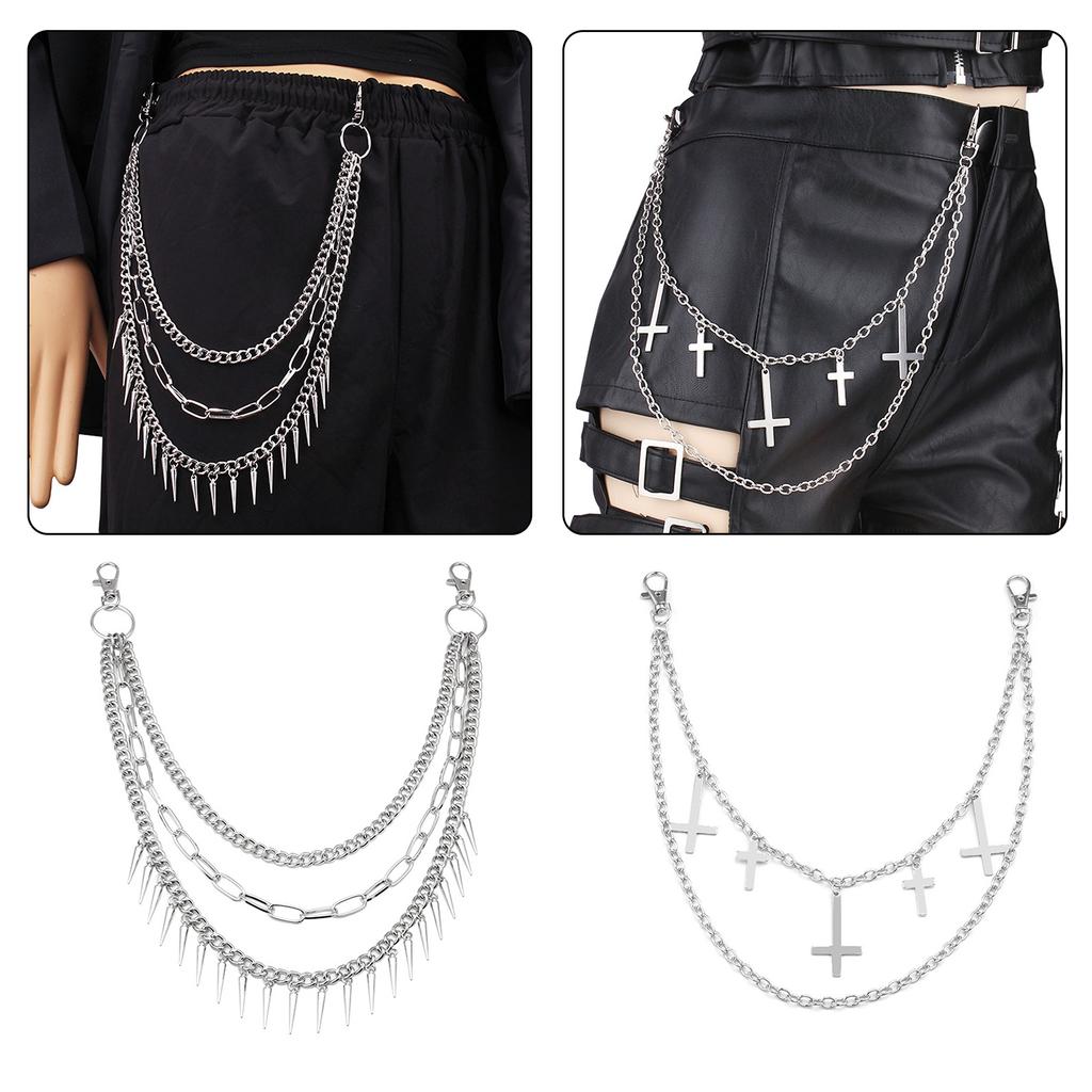 Hip Hop MoonPunk Side Chain On Jeans Pants Handbag for Girls Multilayer Body Chain Trousers Street Clothing Jewelry