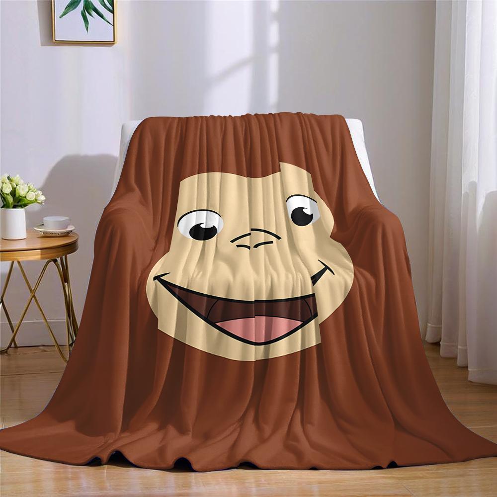 Curious George-s Flannel Blanket Warm Soft Halloween Christmas Couch Warm Cozy Decorative Decor Gift for All Season