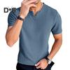 Tricou bărbați cu guler în V, mânecă scurtă, culoare solidă, Slim Fit, moale, respirabil, vară, casual, topuri, purtare zilnică