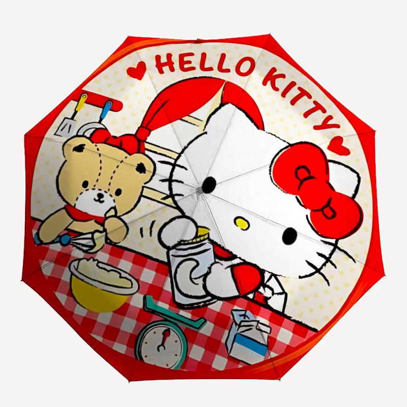 

1PC Hello Kitty Pattern Automatic Folding Umbrella, Portable Collapsible Design, Casual Outdoor Accessory, For All Seasons yy250912029