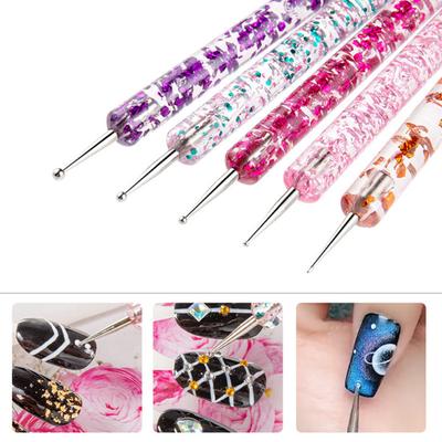 5 Teile/satz Nagel Punktierung Stift Doppel Kopf Blume Druck Acryl UV Gel Malerei Zeichnung Maniküre Kunst Dot