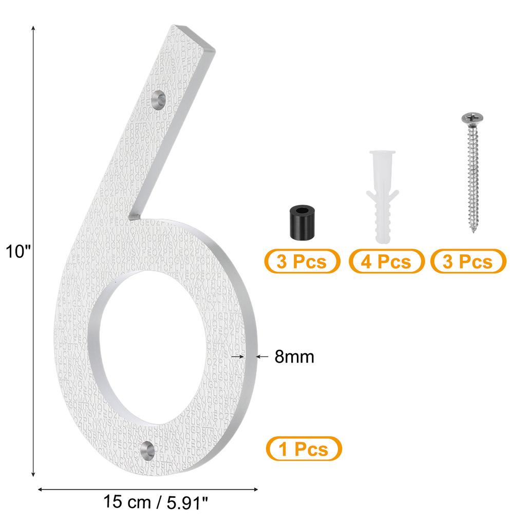 10 Inch House Number, House Address Numbers Sign Large Floating Modern with Screws for Outside Door Wall Street, Silver, 0-9