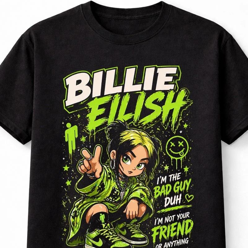 Billie Eilish Bad Guy Graphic Pop Music Singer Unisex TShirt S