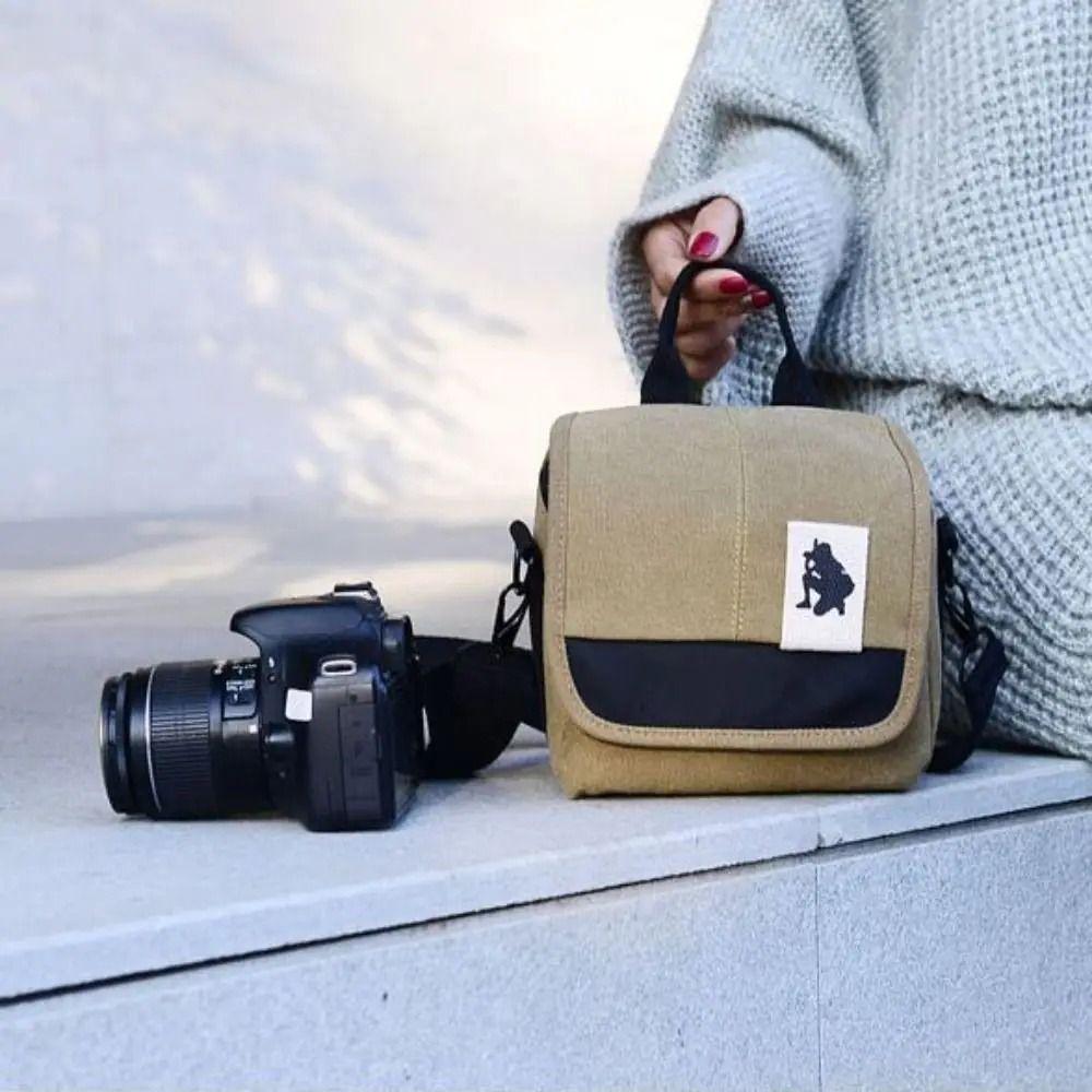 Canvas Camera Bag Shoulder Strap Waterproof Storage Pouch Single Shoulder Slanting Photography Digital Shoulder Pouch Outdoor
