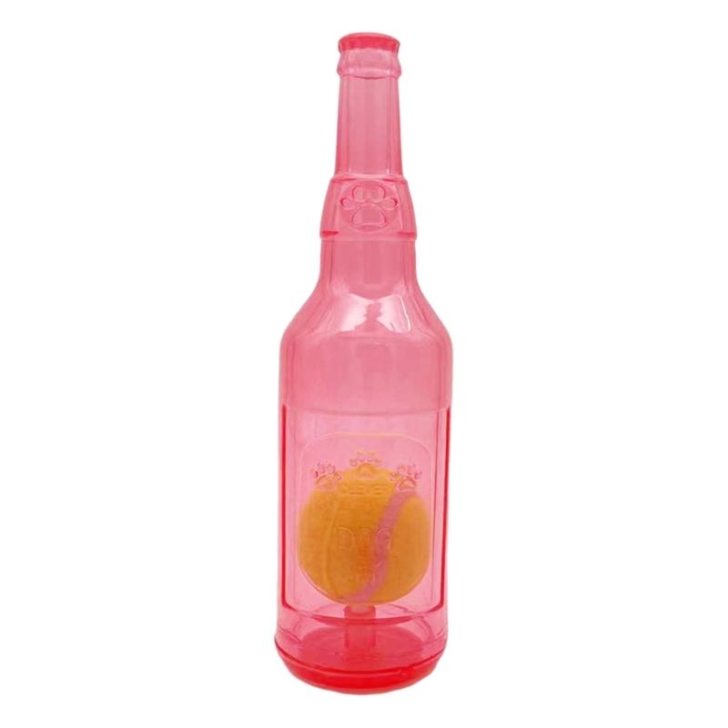 

Puppy Chewer Teeth Cleaning Teething Toy Wine Bottle Shape Toy with Tennis S