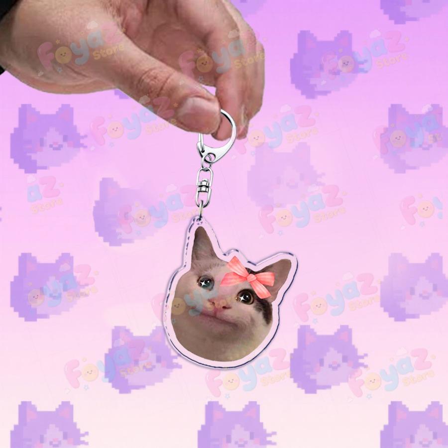 

Funny Cute Cat Meme Keychain Accessories Bag Charms Cat Lover Animal Keychains Keyrings Jewelry Fans Cute Cartoon Freinds Gift