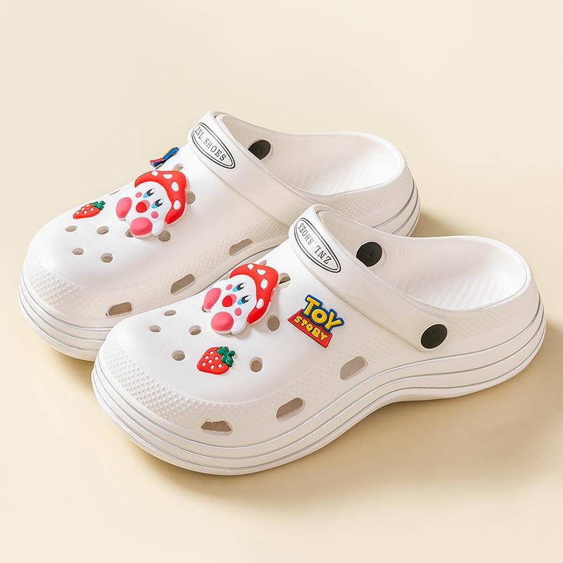 Casual Hole Shoes Women's Summer Cute Cartoon DIY Outer Wear Fashionable Bag Head Two Wear Thick-soled Cool Slippers