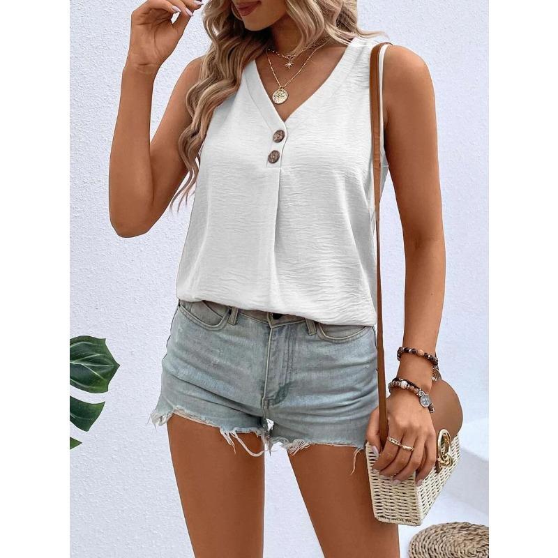 

YYFS женские модные повседневные летние весенние однотонные блузки и рубашки без рукавов с v-образным вырезом и принтом XXL